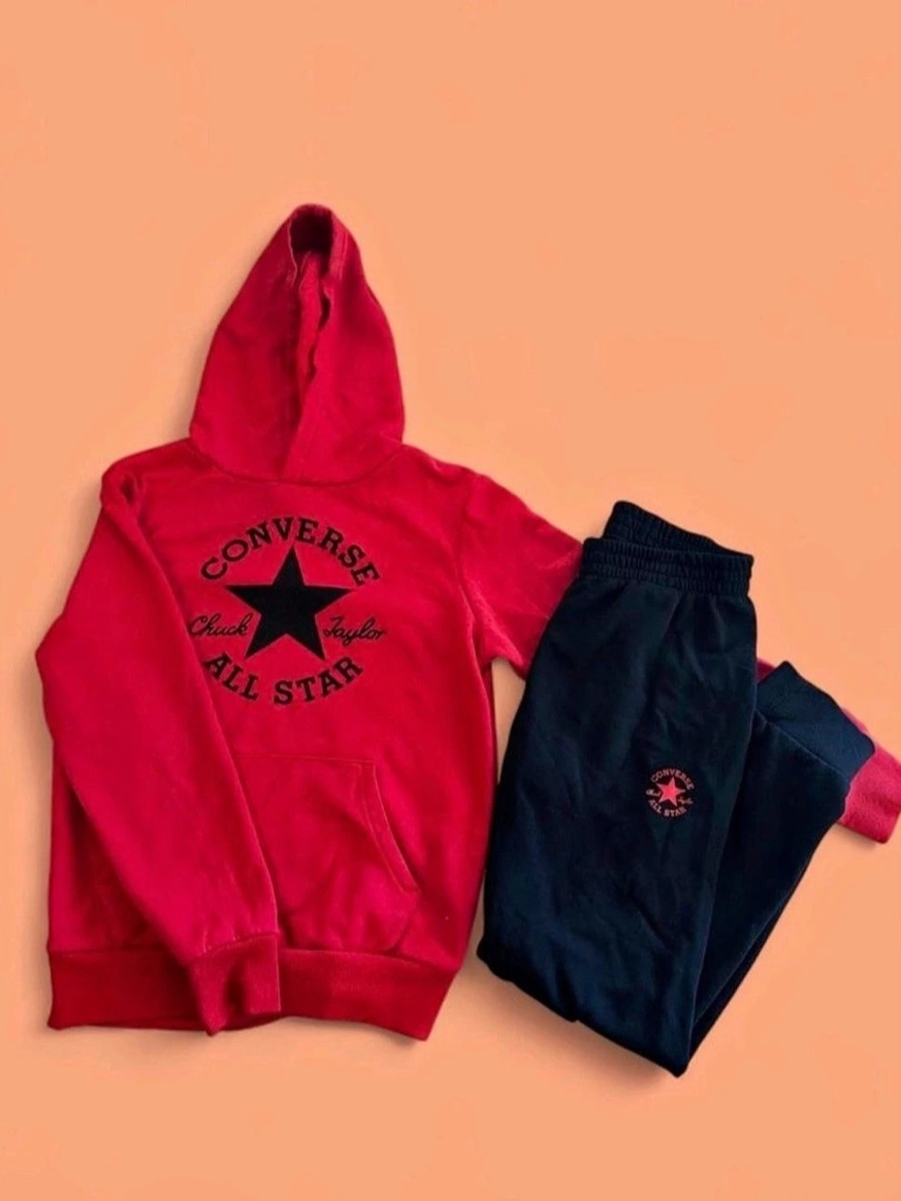 Unisex Converse Chuck Taylor All Star Kids Red & Black Hoodie Jogger Set